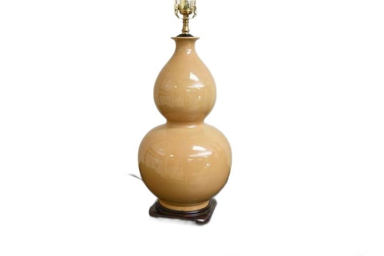 Chinese Yellow Double Gourd Vase Mounted as Lamp