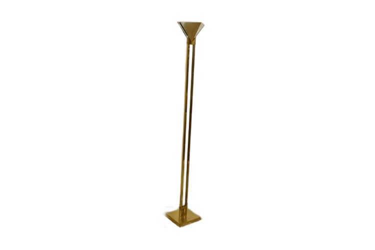 Mid Century Modern Brass & Lucite Torchiere Floor Lamps by Sonneman for Kovacs