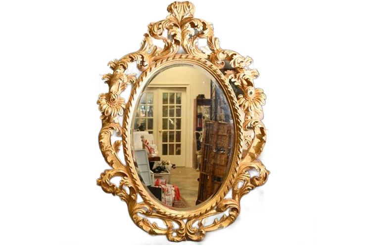 Ornate Oval Gilt Wall Mirror
