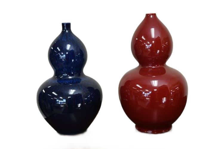 Two (2) Chinese Porcelain Double Gourd Vases