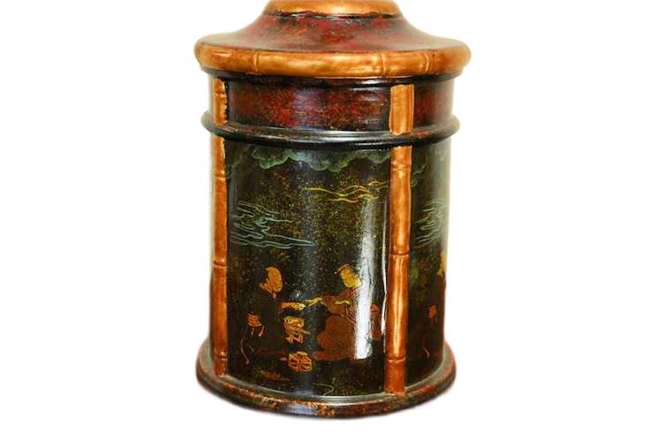 Vintage Painted Asian Table Lamp