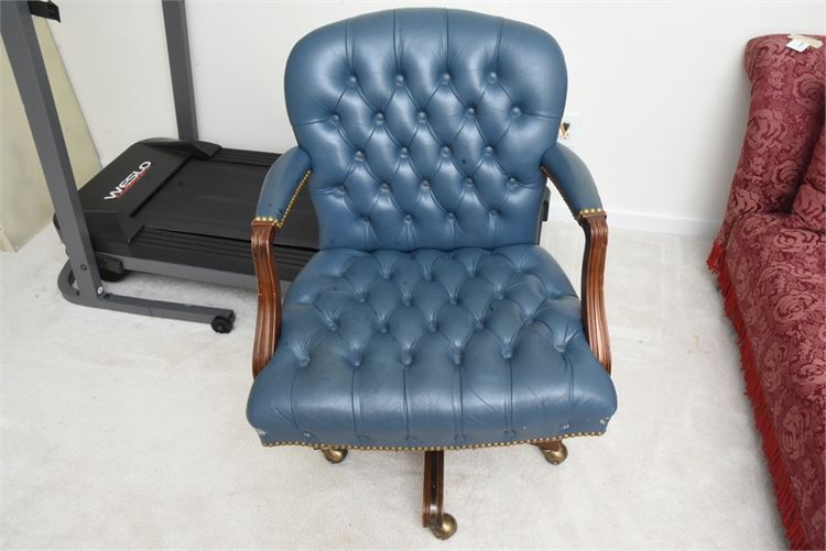 Tufted Blue Leather Executive Chair