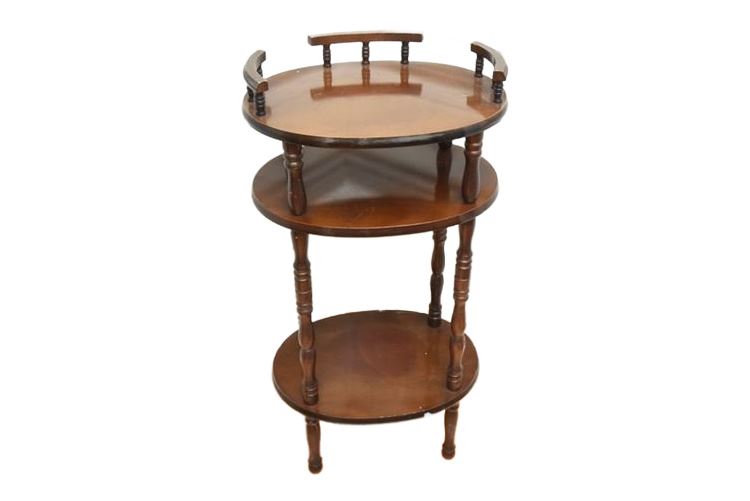 Bombay Style 3-Tier Dark Wood Accent Table