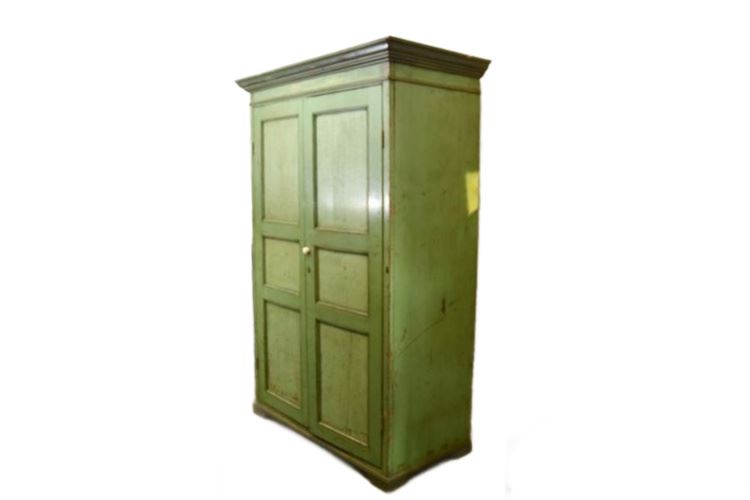 Green Painted Distressed Armoire