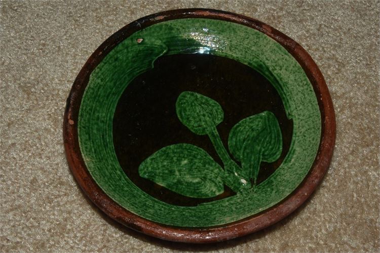 Vintage Patamban Michoacan Green Flower Bowl