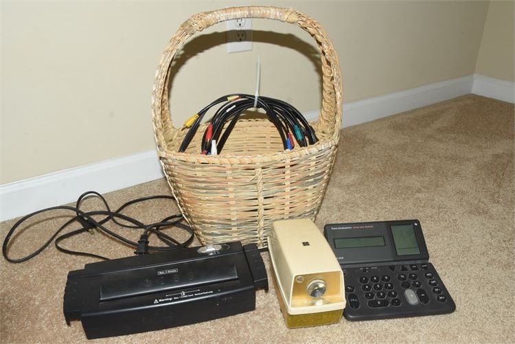 Group Vintage Electronics and Basket