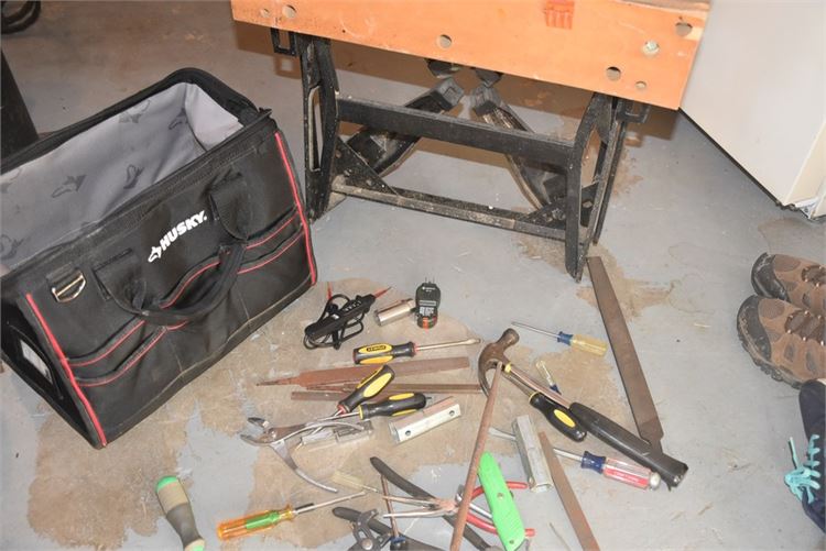 Group Sawhorse Tool Bag and Misc Tools