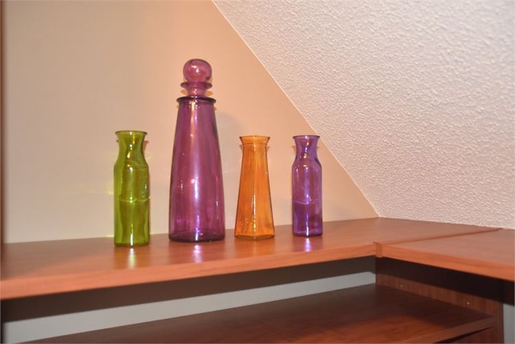 Group Colored Glass Bottles