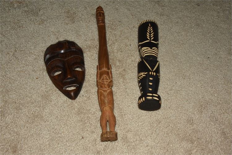 Three (3) Hand Carved Decorative Objects