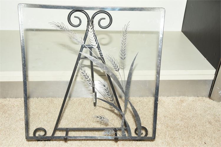 Sterling Silver Serving Tray With Wheat Overlay and Easel