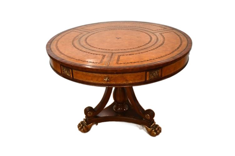 Maitland Smith Leather Top Drum Table