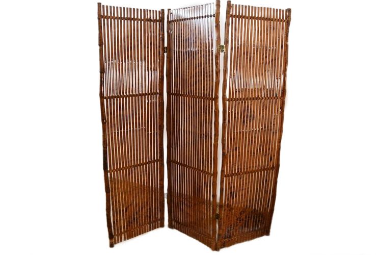 Bamboo Wood 3 Section Panel Screen