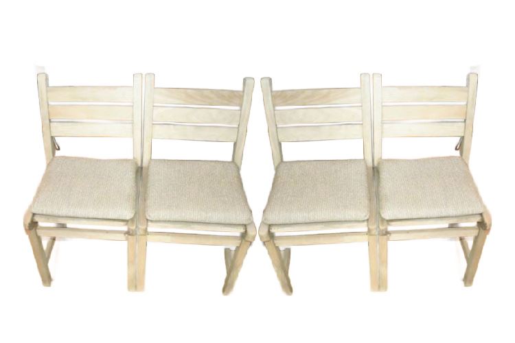 Four (4) Ladder Back Chairs With Cushions
