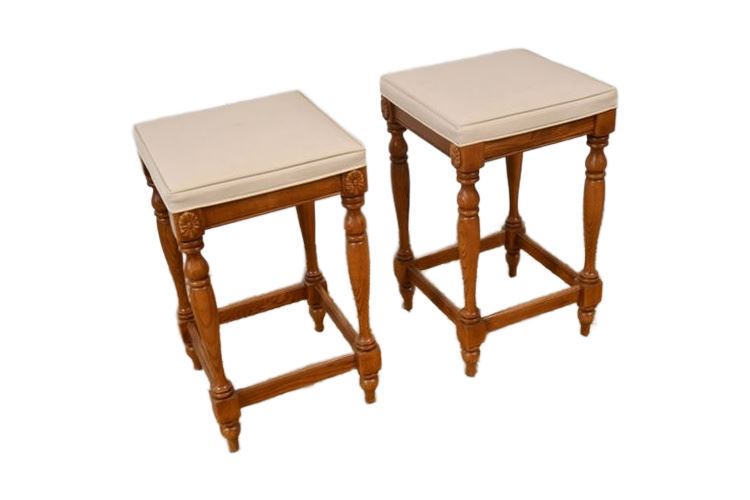 Pair Upholstered Stools