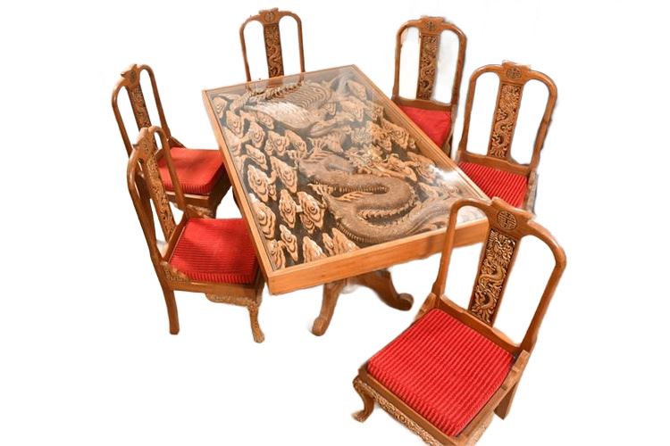 Heavily Carved Asian Dining Set