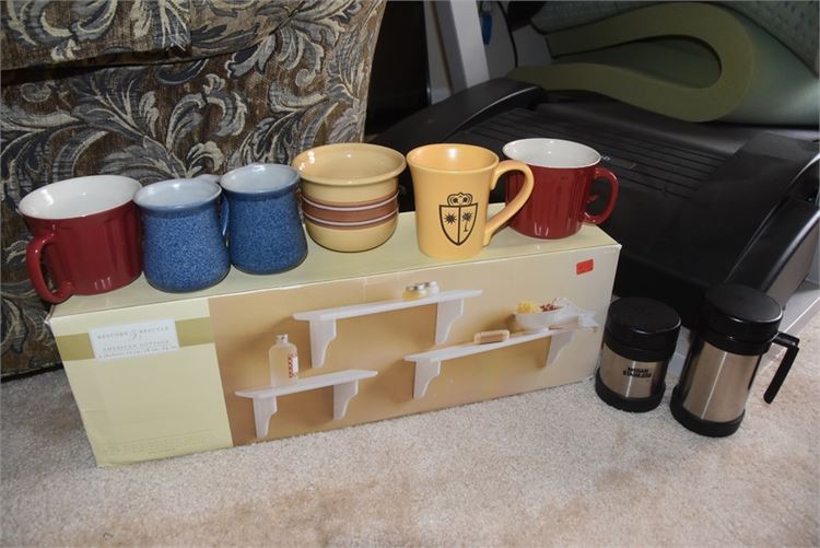 Coffee Mugs and Wall Shelf Set