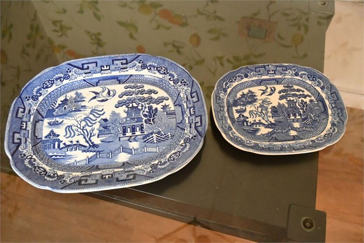 Two (2) Blue and White Asian Plates