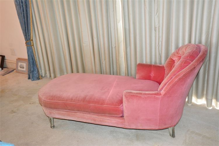 Pink Tufted and Upholstered Chaise Lounge