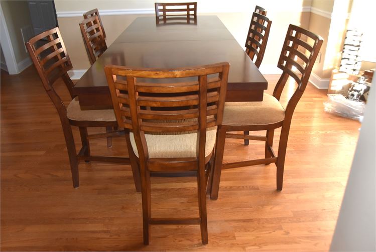 COUNTER HEIGHT DINNING TABLE W/LEAF AND 8 CHAIRSOUTLOOK INTERNATIONAL