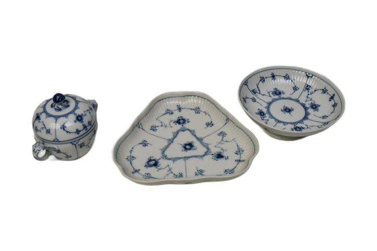 Three (3) Blue and White Royal Copenhagen Porcelain Dishes