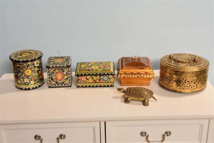 Group Decorative Boxes and Turtle Figures