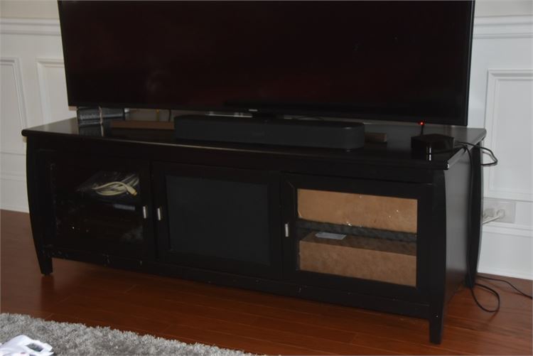 Contemporary Black Painted Entertainment Console (Contents Not Included)