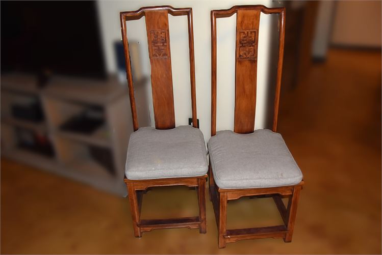2 Vintage Rosewood Chinese Dinning chairs with Asian accent