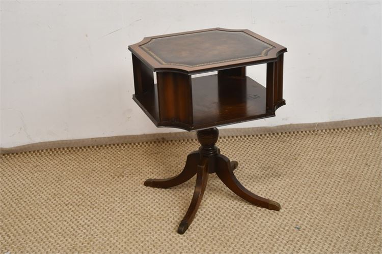 Early 20th Century Leather Top Barrister Side Table