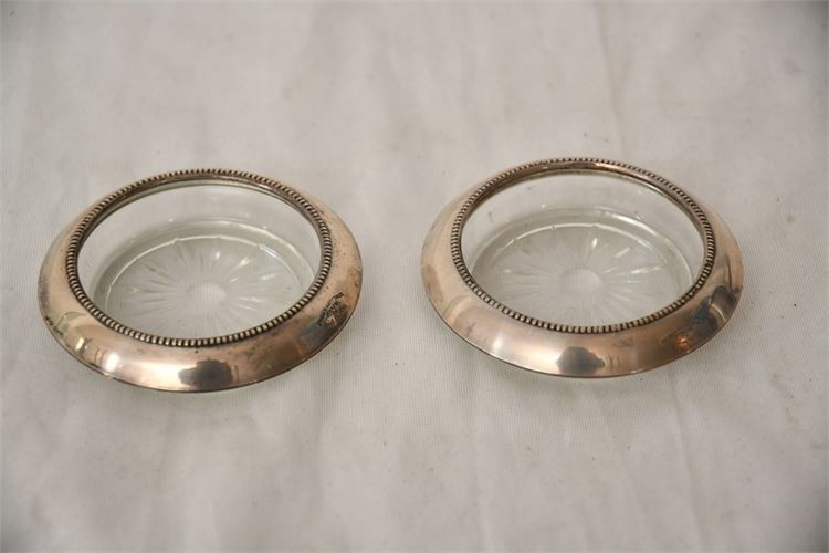 Pair Weighted Sterling Wine Bottle Coaster