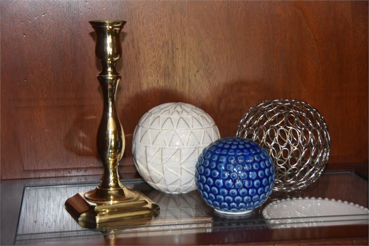 Candle Holder and Decorative Spheres