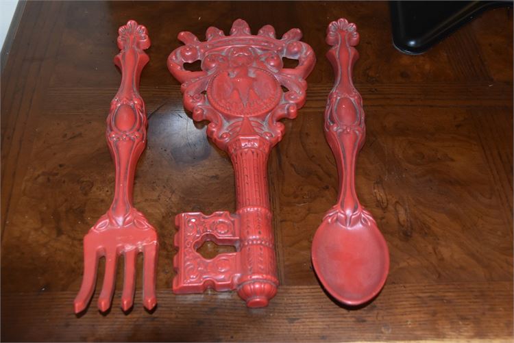 Red Painted Kitchen Decor Set
