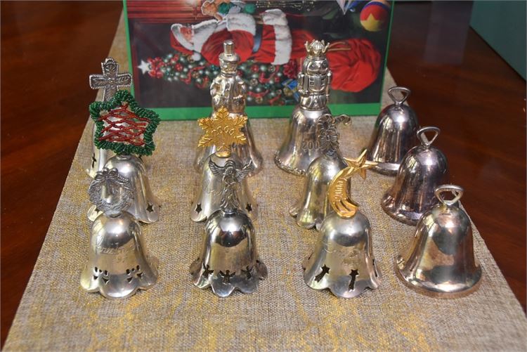 Twelve (12) Silver Plated Christmas Bells