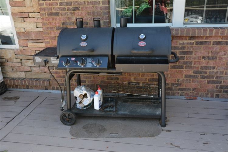 Char-Griller Duo Black Gas and Charcoal Combo Grill with Side Burner