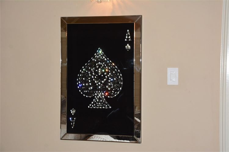 Wood and Mirror Wall Art with Ace Design, Black and Clear