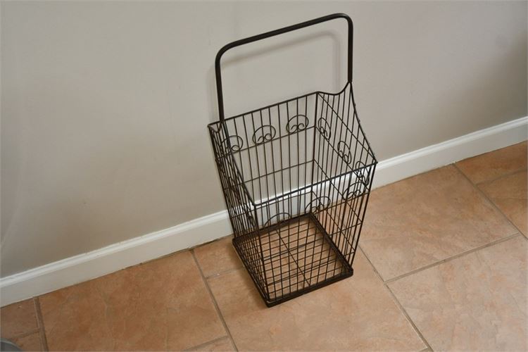 Tall Square with Handle Black Finish Designer Multipurpose Wire Basket