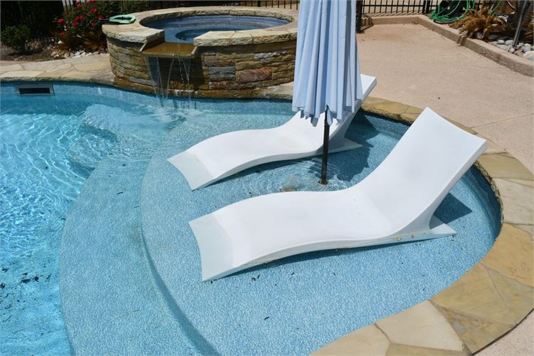 Pair In Pool Floating Lounge Chairs