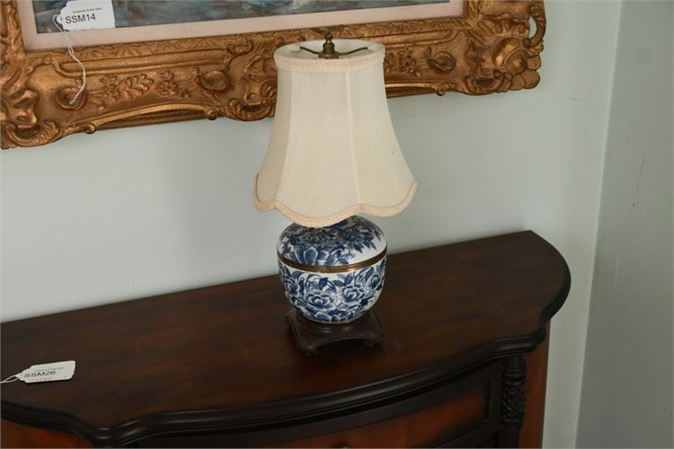 Chinese Blue and White Lidded Bowl Mounted as Lamp