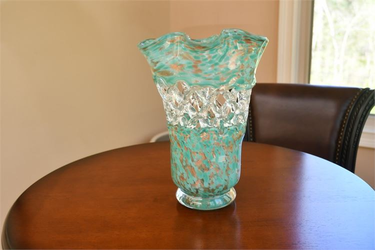 Two Tone Wave Edge Artglass Vase