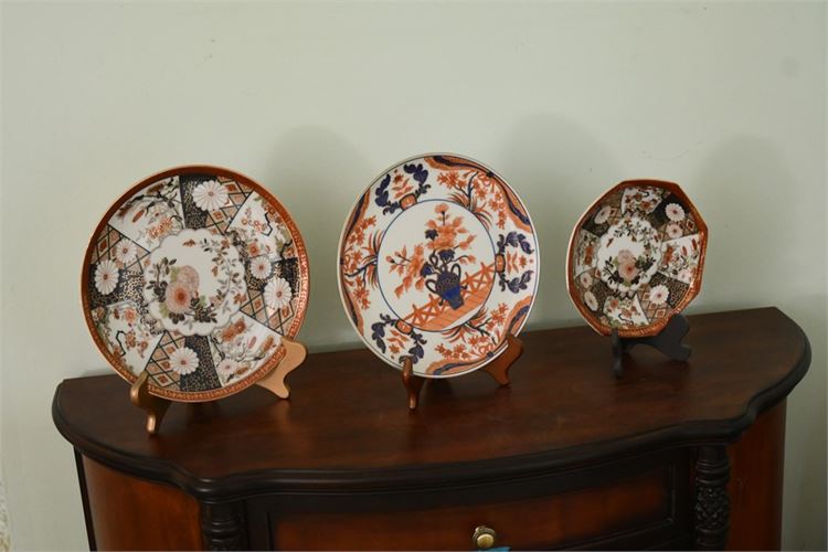 Three (3) Porcelain Plates On Stands