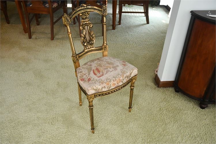 Classical Style Carved and Gilt Side Chair