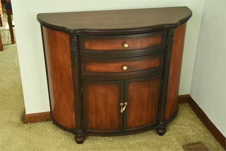 Console Cabinet with Stylized Pineapple Crested columns