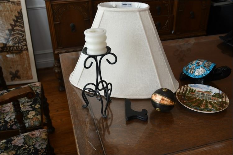 Group Table Top Objects and Lamp Shade