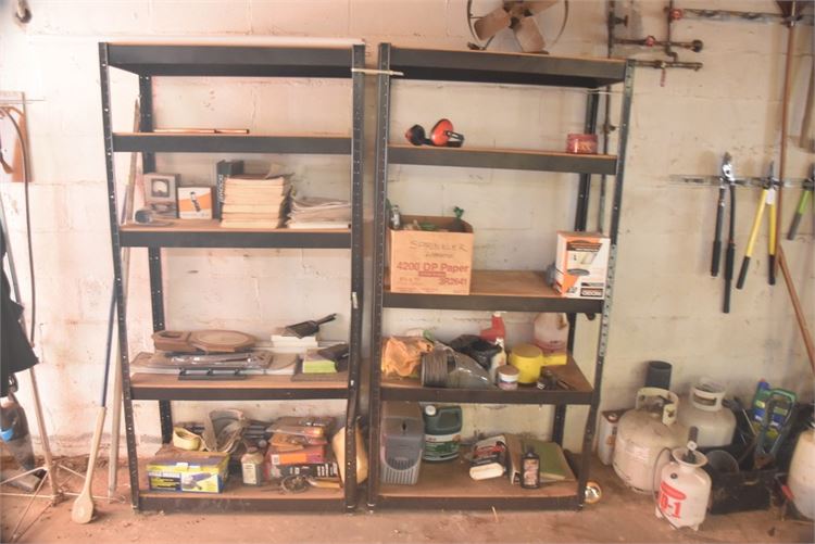 Metal Shelves With Contents