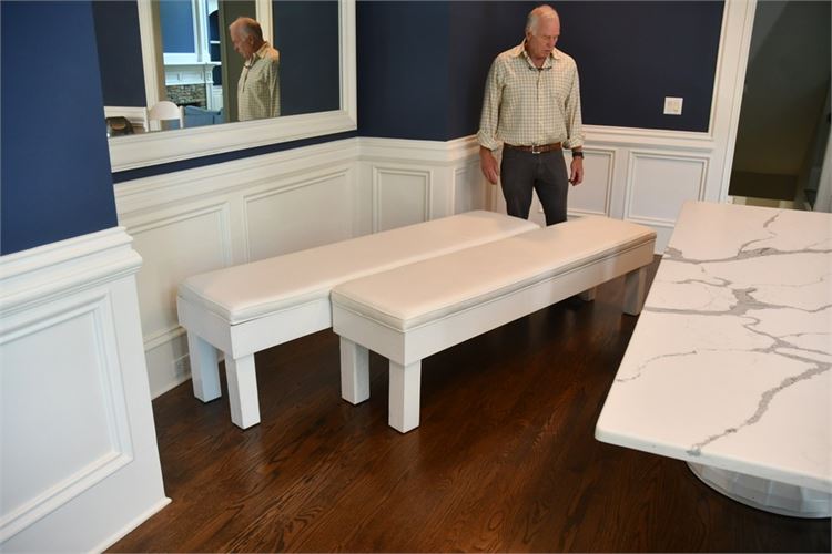 Pair White Modern Upholstered Benches