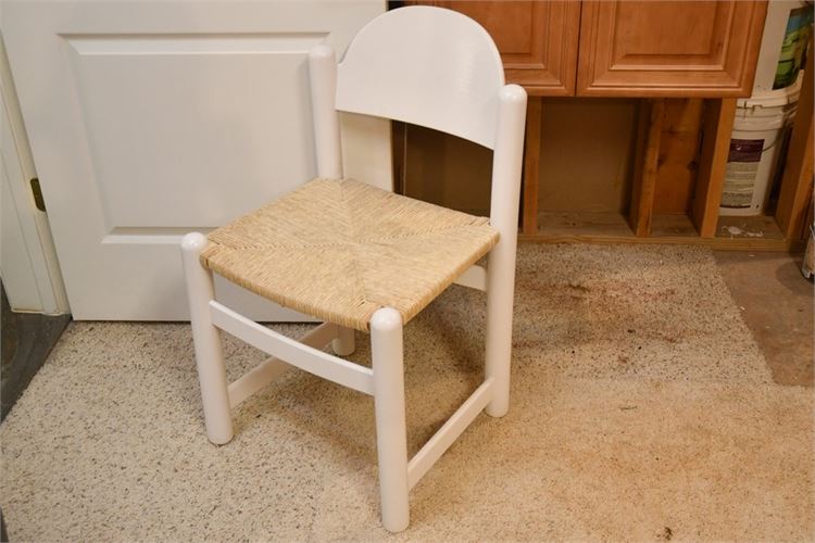 White Painted Rush Seat Chair