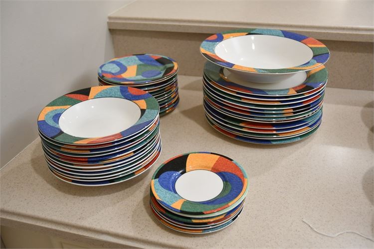 Victoria Beale Salad Plates Geometric Modern Multi Color Accents China Service