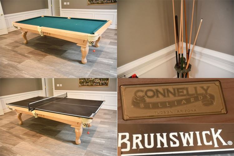 CONNELLY BILLIARDS Pool Table and BRUNSWICK Table Tennis Top w/ Accessories