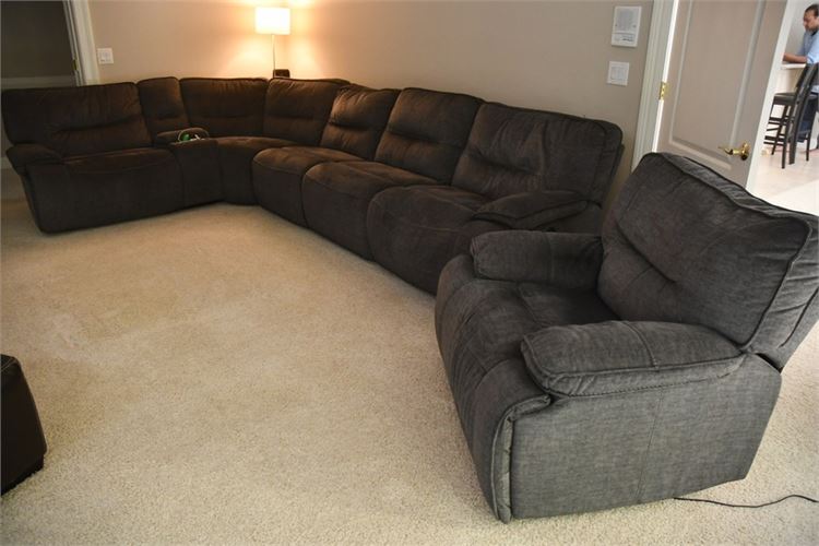 Upholstered Sectional Sofa and Recliner