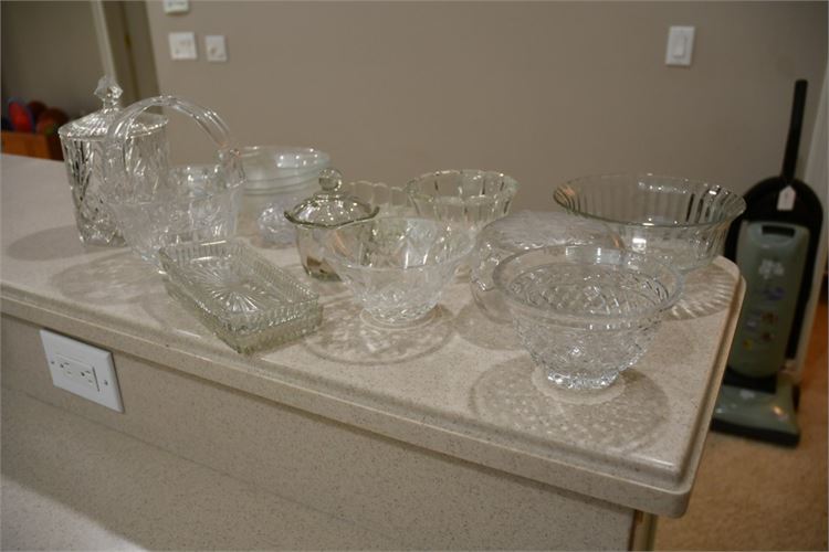 Group Glass Dishes and Table Top Objects