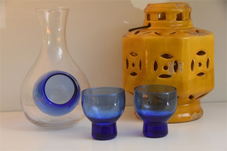 Sake Glasses With Carafe and Deco Style Lantern